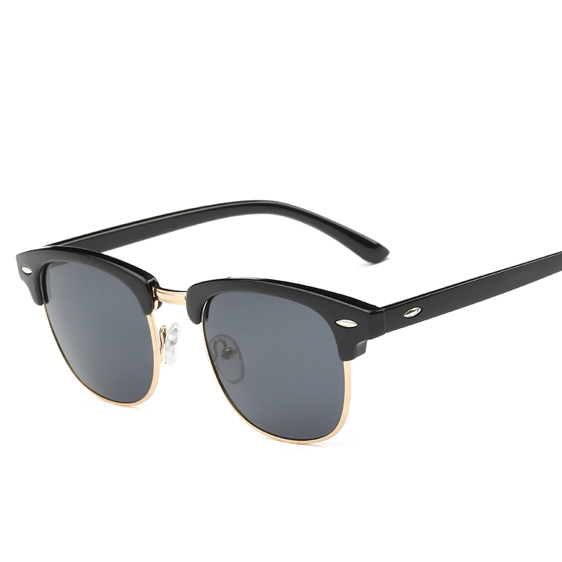 Men UV400 Sunglasses Men Women Luxury Vintage Semi-Rimless Brand Designer Fashion Mirror Shades